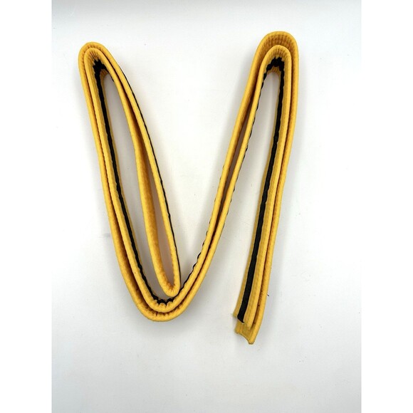 ProForce Double Wrap Solid Karate Martial Arts Belt Yellow/Black Stripe SIZE 2 - Picture 7 of 7